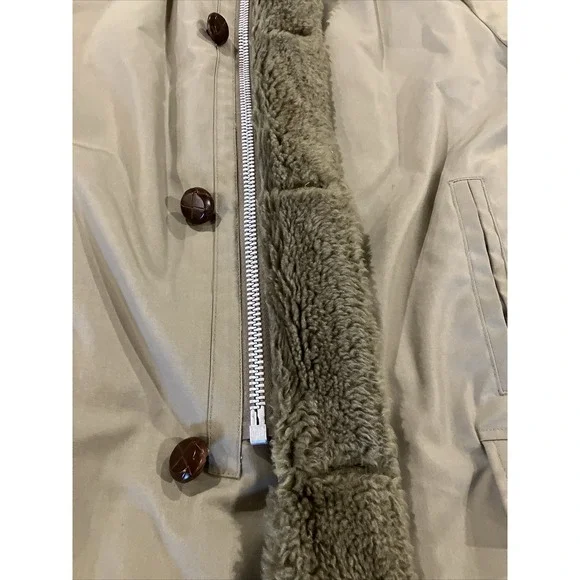 VTG Woolrich Brown Khaki Faux Fur Lined Button Down Winter Coat Mens Sz 40 Parka - Picture 10 of 15